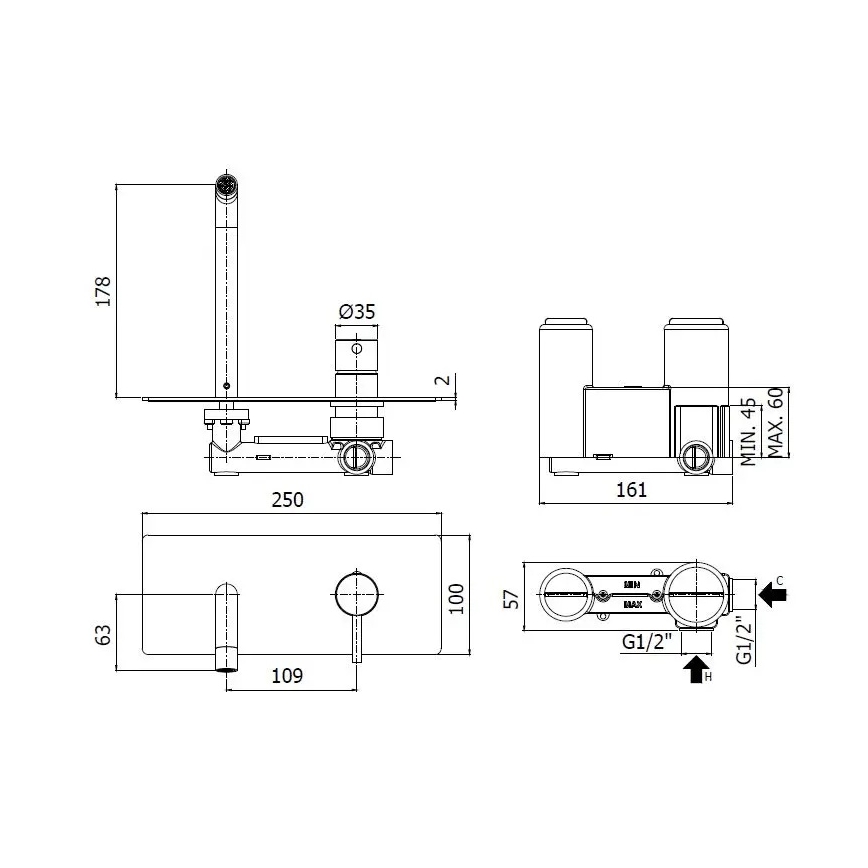Paffoni - Miscelatore per lavabo da incasso LIGHT cromo lucido