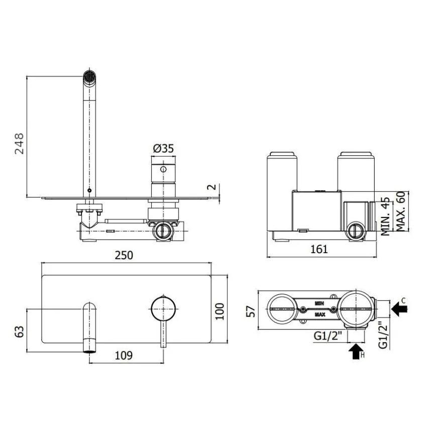 Paffoni - Miscelatore per lavabo da incasso LIGHT cromo lucido