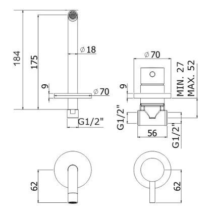 Paffoni - Miscelatore per lavabo da incasso LIGHT cromo lucido