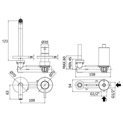 Paffoni - Miscelatore per lavabo da incasso LIGHT, finitura cromo lucido