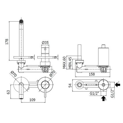 Paffoni - Miscelatore per lavabo da incasso LIGHT oro