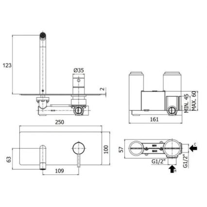 Paffoni - Miscelatore per lavabo da incasso LIGHT oro