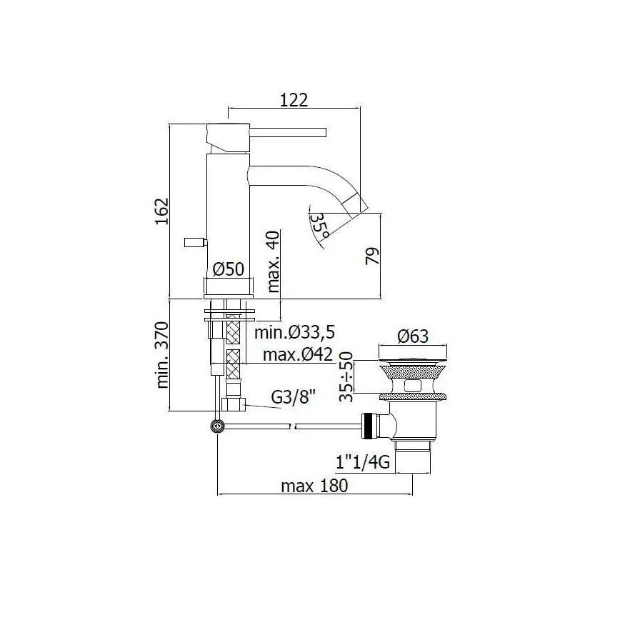 Paffoni - Miscelatore per lavabo LIGHT in acciaio inox