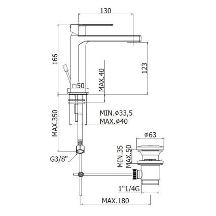 Paffoni - Miscelatore per lavabo + scarico TANGO cromo opaco