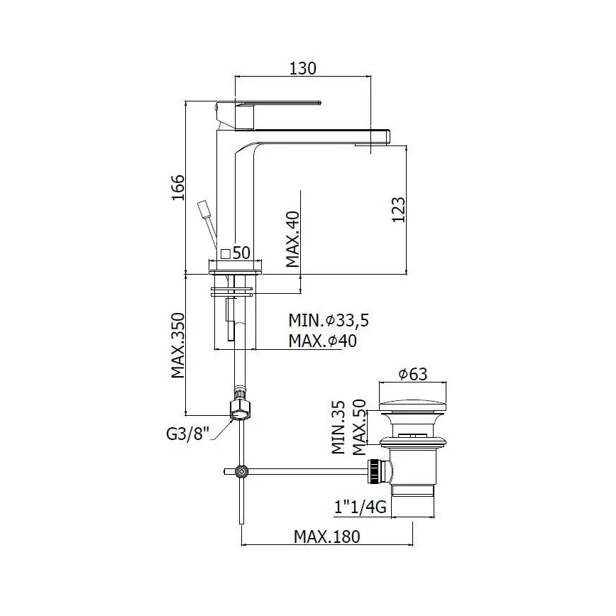 Paffoni - Miscelatore per lavabo + scarico TANGO cromo opaco