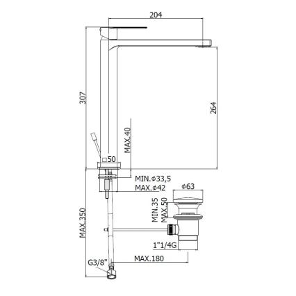 Paffoni - Miscelatore per lavabo TANGO con piletta in acciaio inox