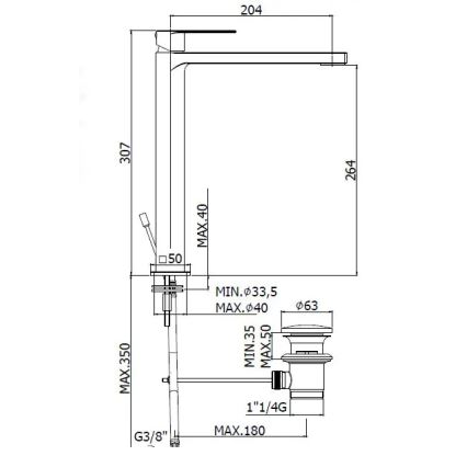 Paffoni - Miscelatore per lavabo TANGO con scarico, finitura cromo lucido