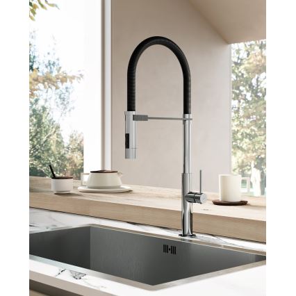 Paffoni - Miscelatore per lavello con doccetta estraibile CANDY 52,5 cm nero