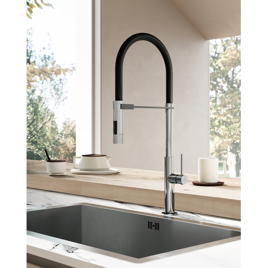 Paffoni - Miscelatore per lavello con doccetta estraibile CANDY 52,5 cm nero