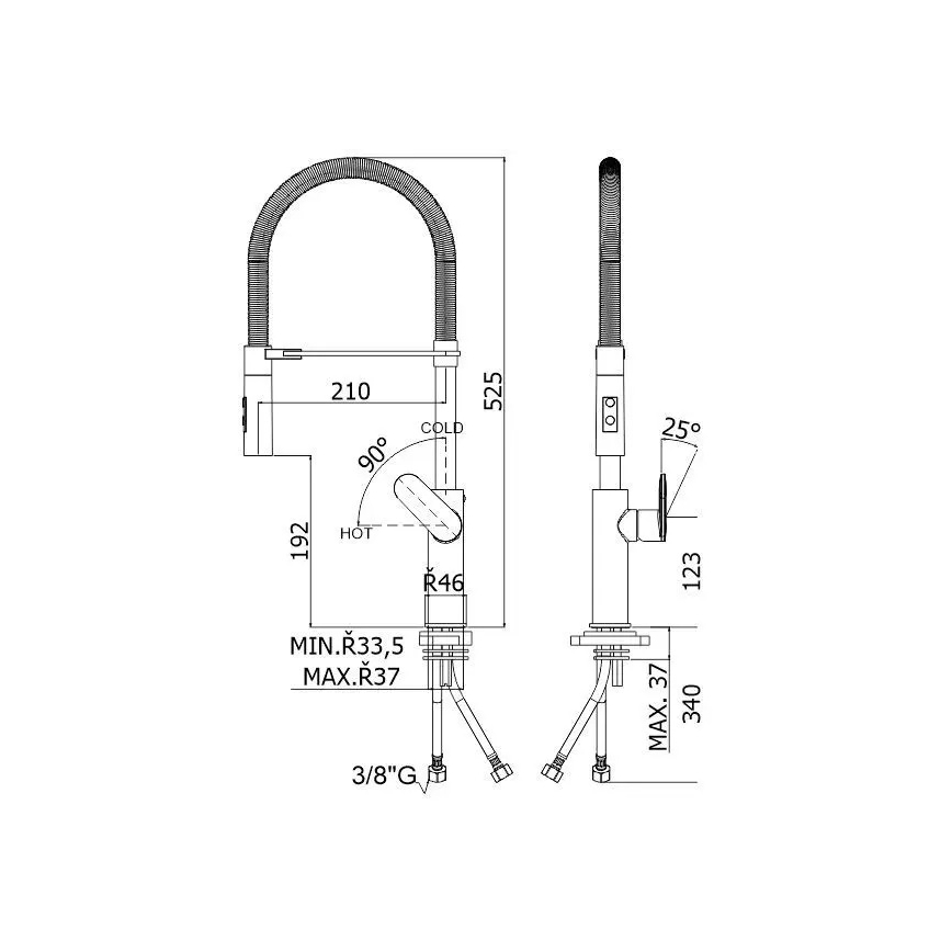 Paffoni - Miscelatore per lavello con doccetta estraibile CANDY 52,5 cm nero