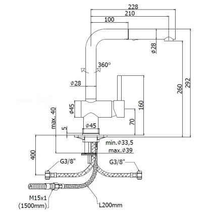 Paffoni - Miscelatore per lavello con doccetta estraibile LIGHT 29,2 cm cromo lucido