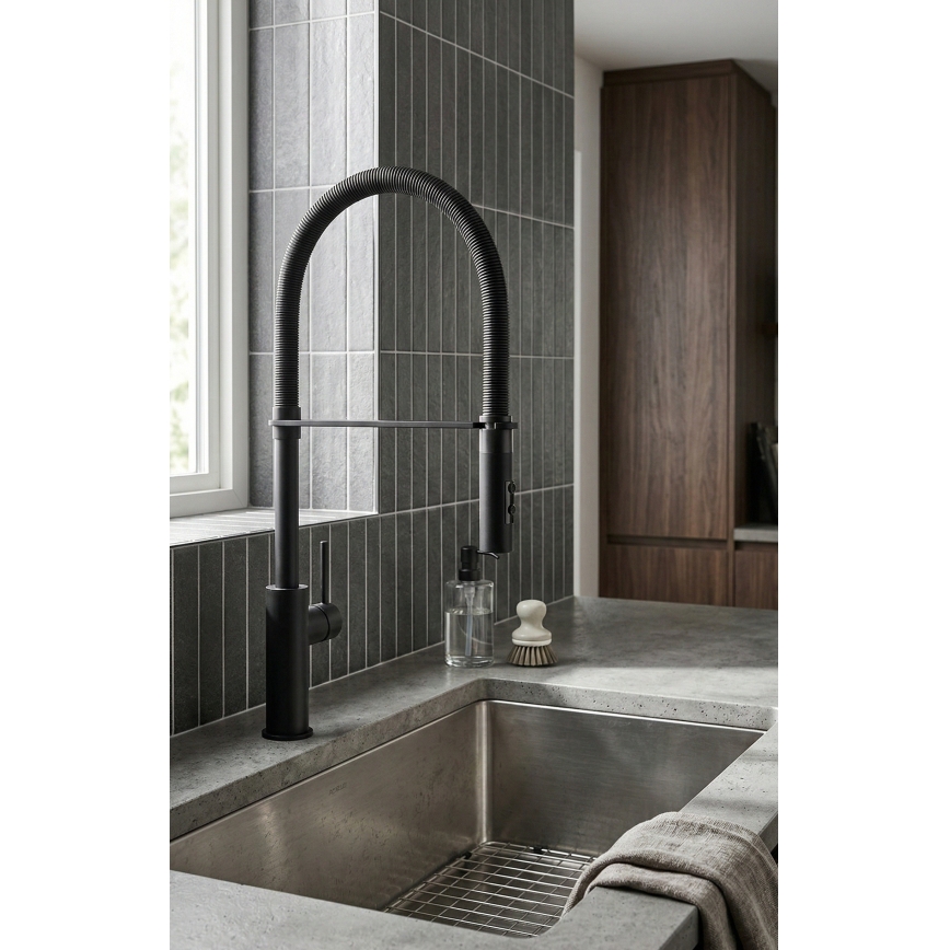 Paffoni - Miscelatore per lavello con doccetta estraibile LIGHT 52,5 cm nero