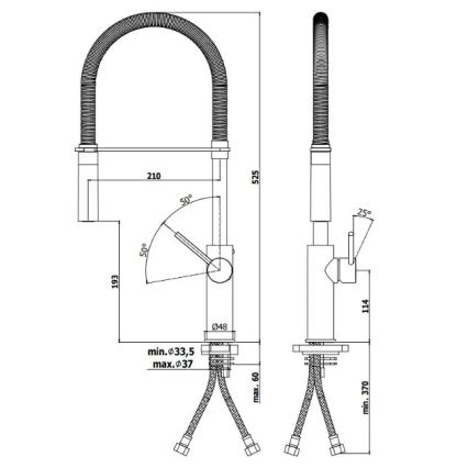 Paffoni - Miscelatore per lavello con doccetta estraibile LIGHT 52,5 cm nero