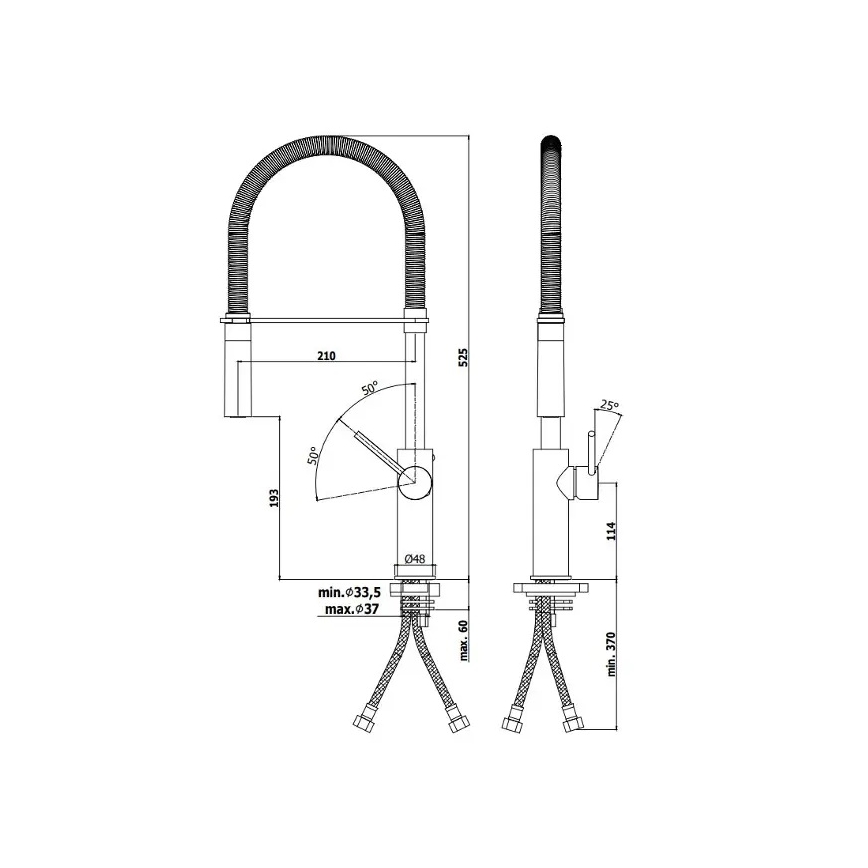 Paffoni - Miscelatore per lavello con doccetta estraibile LIGHT 52,5 cm nero
