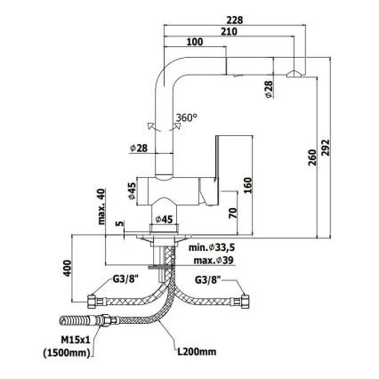 Paffoni - Miscelatore per lavello con doccetta estraibile RINGO 29,2 cm nero