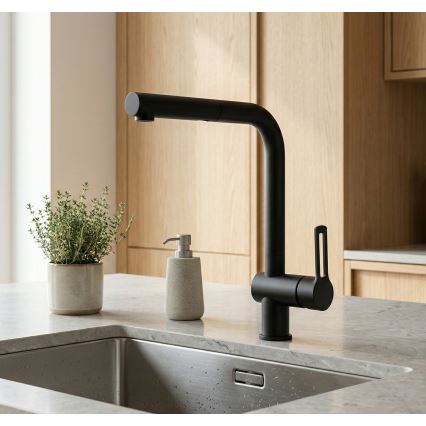 Paffoni - Miscelatore per lavello con doccetta estraibile RINGO 29,2 cm nero