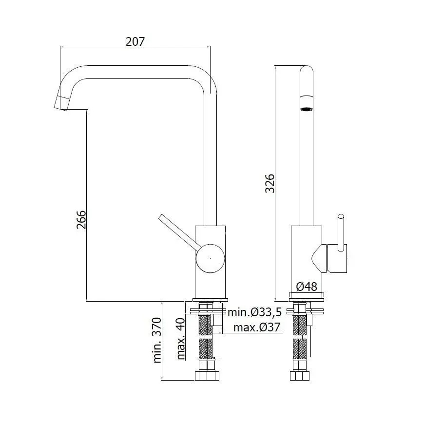 Paffoni - Miscelatore per lavello LIGHT 32,6 cm cromo lucido