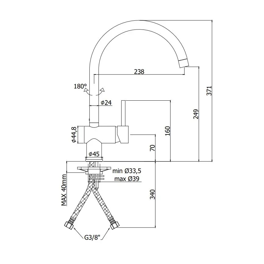 Paffoni - Miscelatore per lavello LIGHT nero