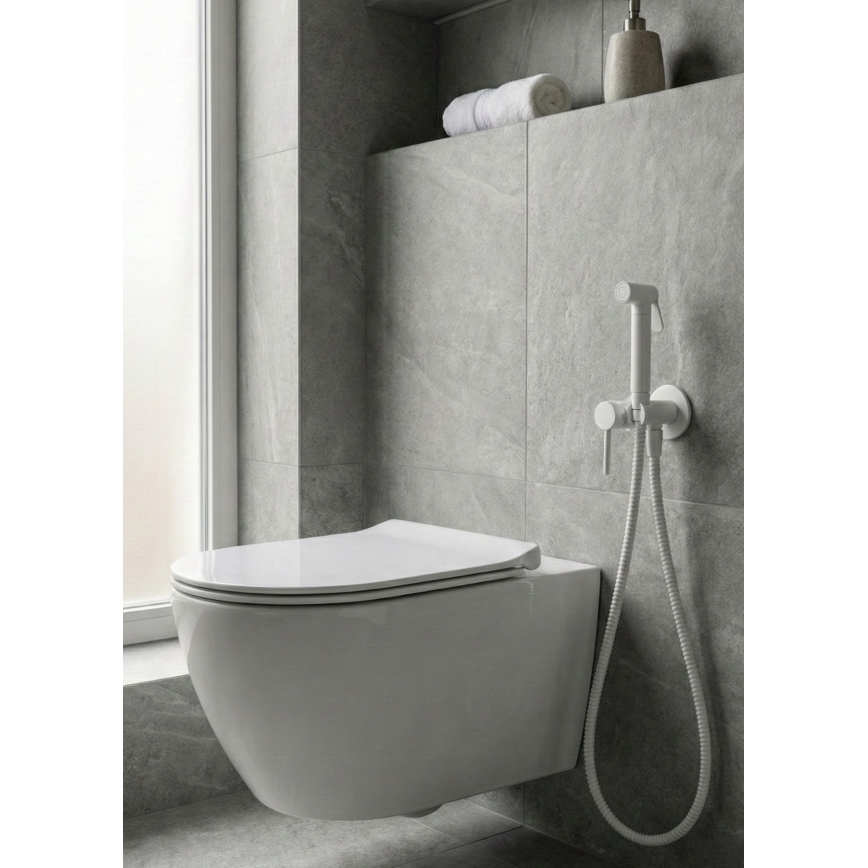 Paffoni - Set da parete con doccetta a mano per bidet per installazione ad incasso RINGO WEST, bianco