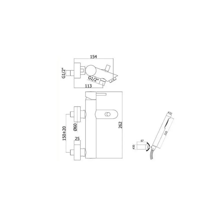 Paffoni - Set per vasca con miscelatore LIGHT, finitura oro spazzolato