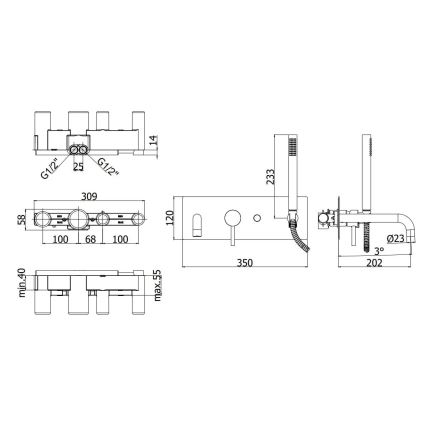 Paffoni - Set per vasca LIGHT nero
