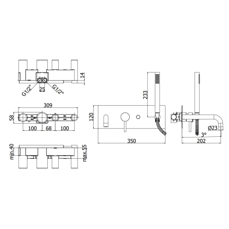 Paffoni - Set per vasca LIGHT nero