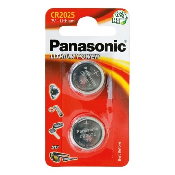 Panasonic - 2 pezzi Batteria a bottone al litio CR2025 3V 165 mAh