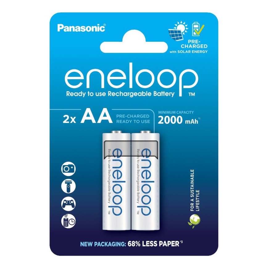 Panasonic - 2 pz Batterie ricaricabili AA Eneloop 2000 mAh