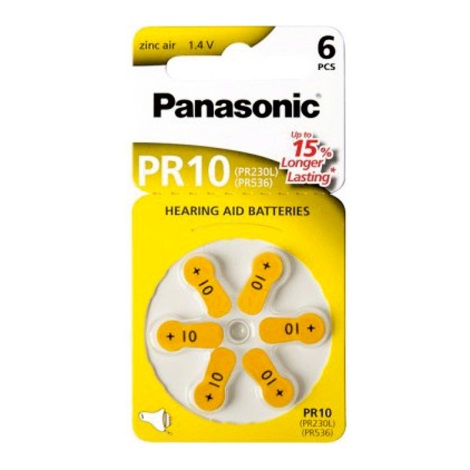 Panasonic - 6 pz Batterie per apparecchi acustici PR-10 1,4V