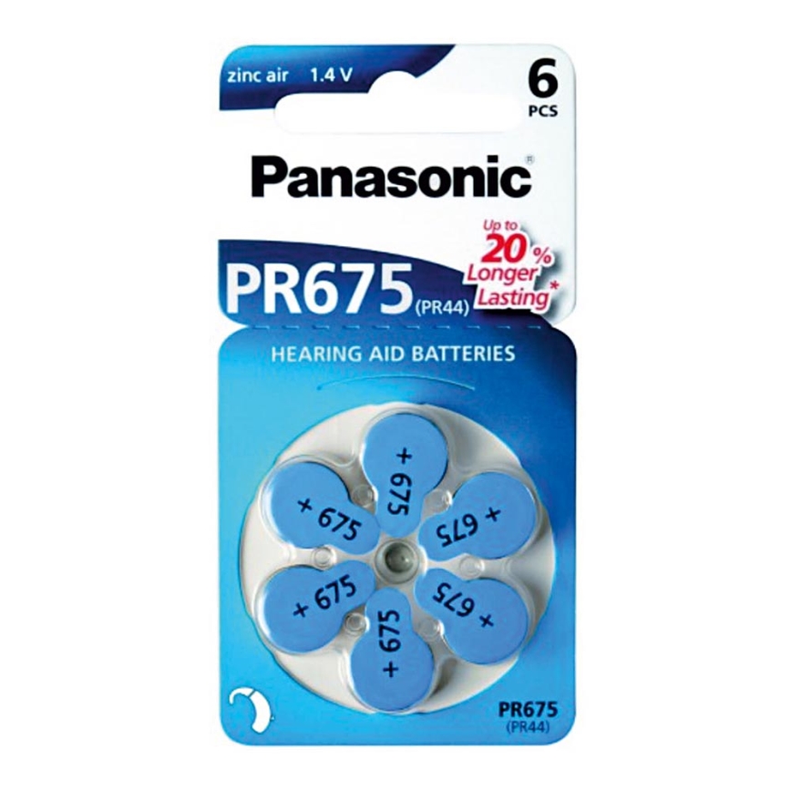 Panasonic - 6 pz Batterie per apparecchi acustici PR- 675 1,4V