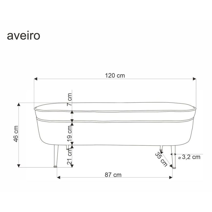 Panca con vano portaoggetti AVEIRO 46x120 cm bianco