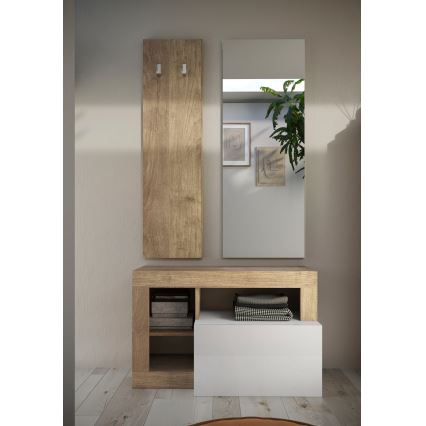 Panca LENOR 91x209 cm bianco/marrone