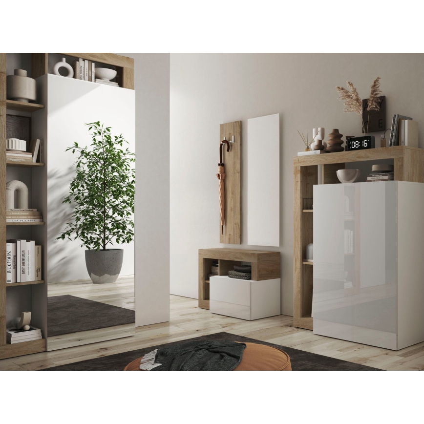 Panca LENOR 91x209 cm bianco/marrone