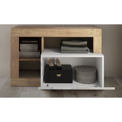 Panca LENOR 91x209 cm bianco/marrone