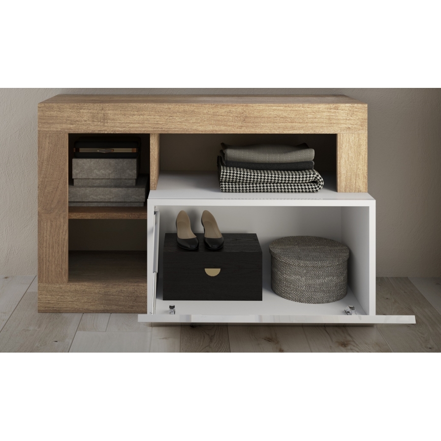 Panca LENOR 91x209 cm bianco/marrone