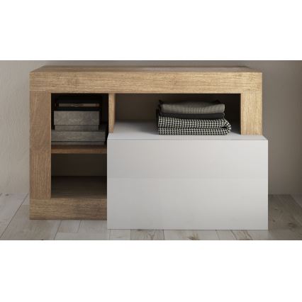 Panca LENOR 91x209 cm bianco/marrone