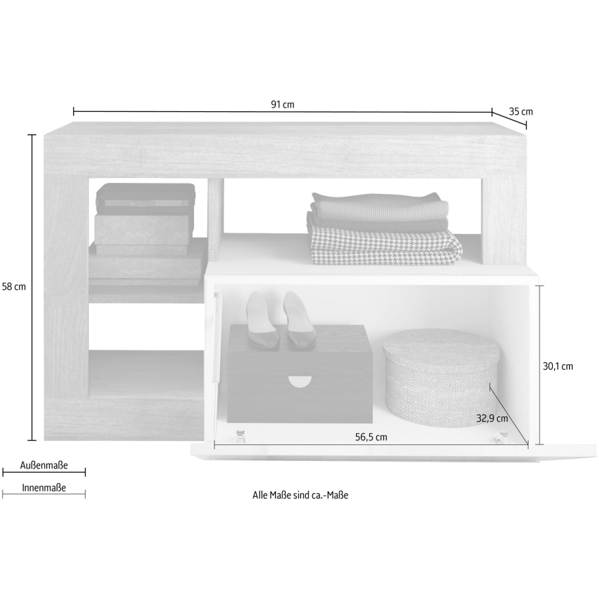 Panca LENOR 91x209 cm bianco/marrone