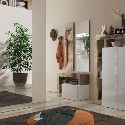 Panca LENOR bianco/marrone