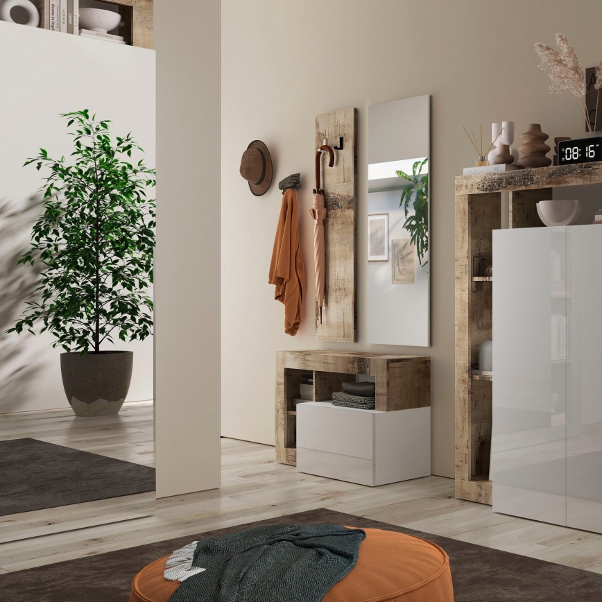 Panca LENOR bianco/marrone