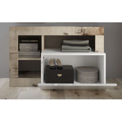 Panca LENOR bianco/marrone