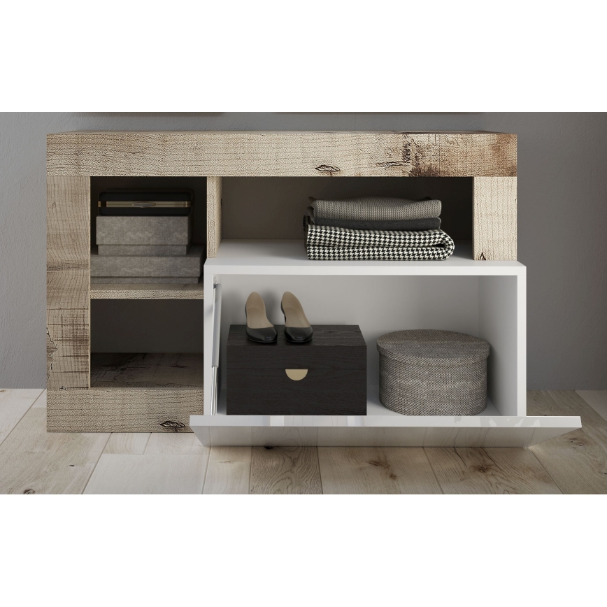 Panca LENOR bianco/marrone