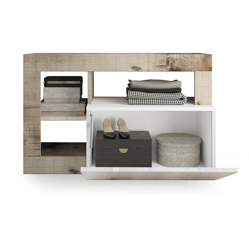 Panca LENOR bianco/marrone