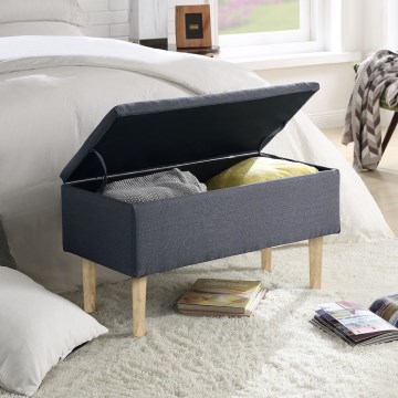 Panca trapuntata con contenitore 44x80 cm grigio