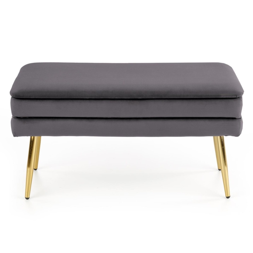 Panca trapuntata con contenitore VELVA 37x78 cm grigio/oro