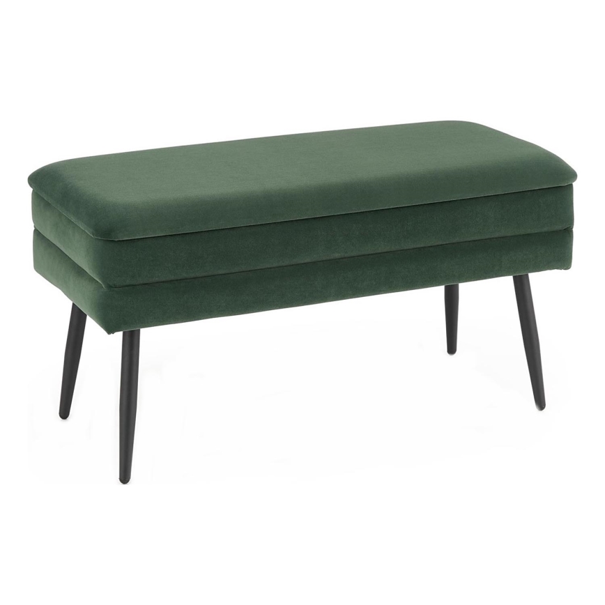 Panca trapuntata con contenitore VELVA 37x78 cm verde/nero