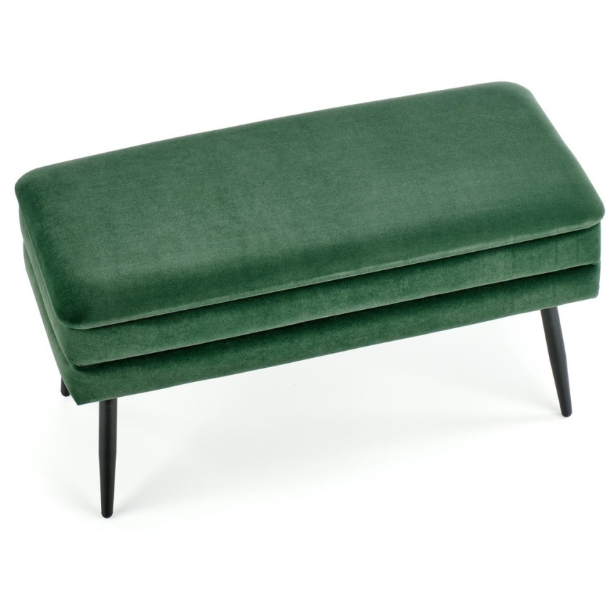 Panca trapuntata con contenitore VELVA 37x78 cm verde/nero