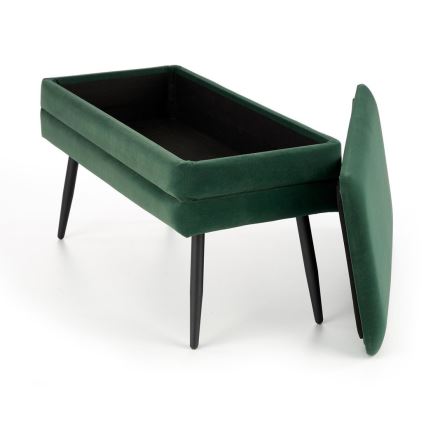 Panca trapuntata con contenitore VELVA 37x78 cm verde/nero