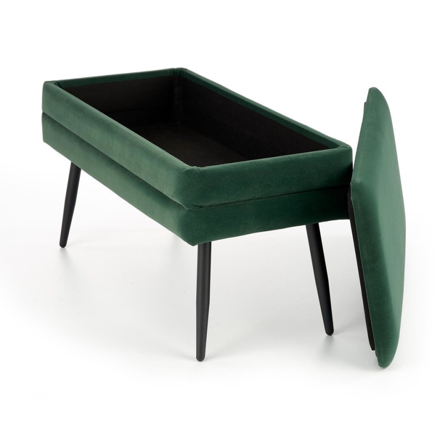 Panca trapuntata con contenitore VELVA 37x78 cm verde/nero