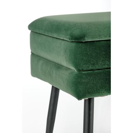 Panca trapuntata con contenitore VELVA 37x78 cm verde/nero