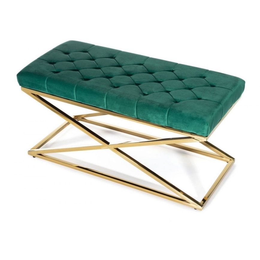 Panca trapuntata SALIBA 50x97 cm oro/verde
